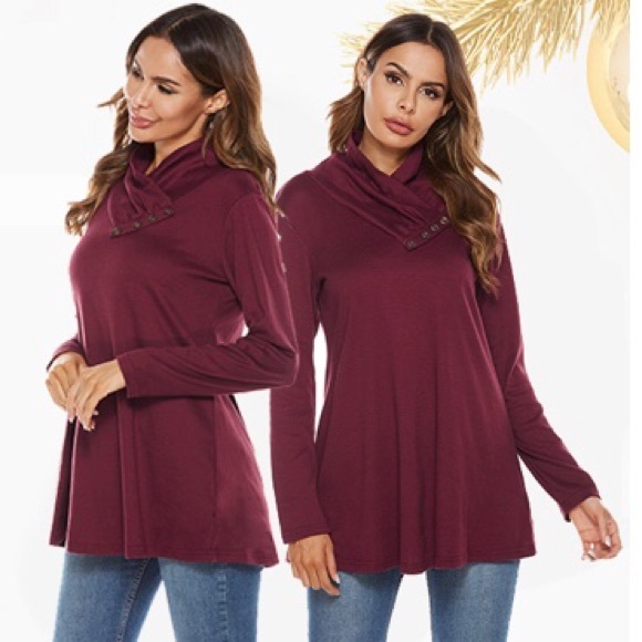 Miusey | Cowl Neck Paisley Tunic Top - Picture 11 of 12